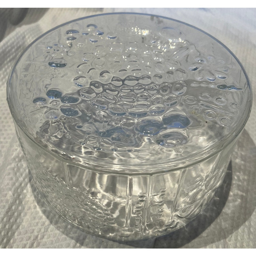 Nuutajarvi 1793 Embossed Flora Glass Bowl - 7.5" - 1960s - Salad Fruit