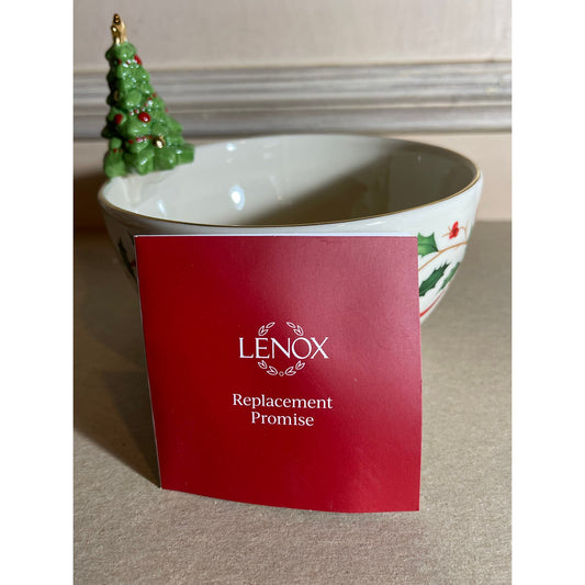 Brand New In Box Lenox Holiday Tree Figural Bowl 5.5" Unused Christmas Bowl
