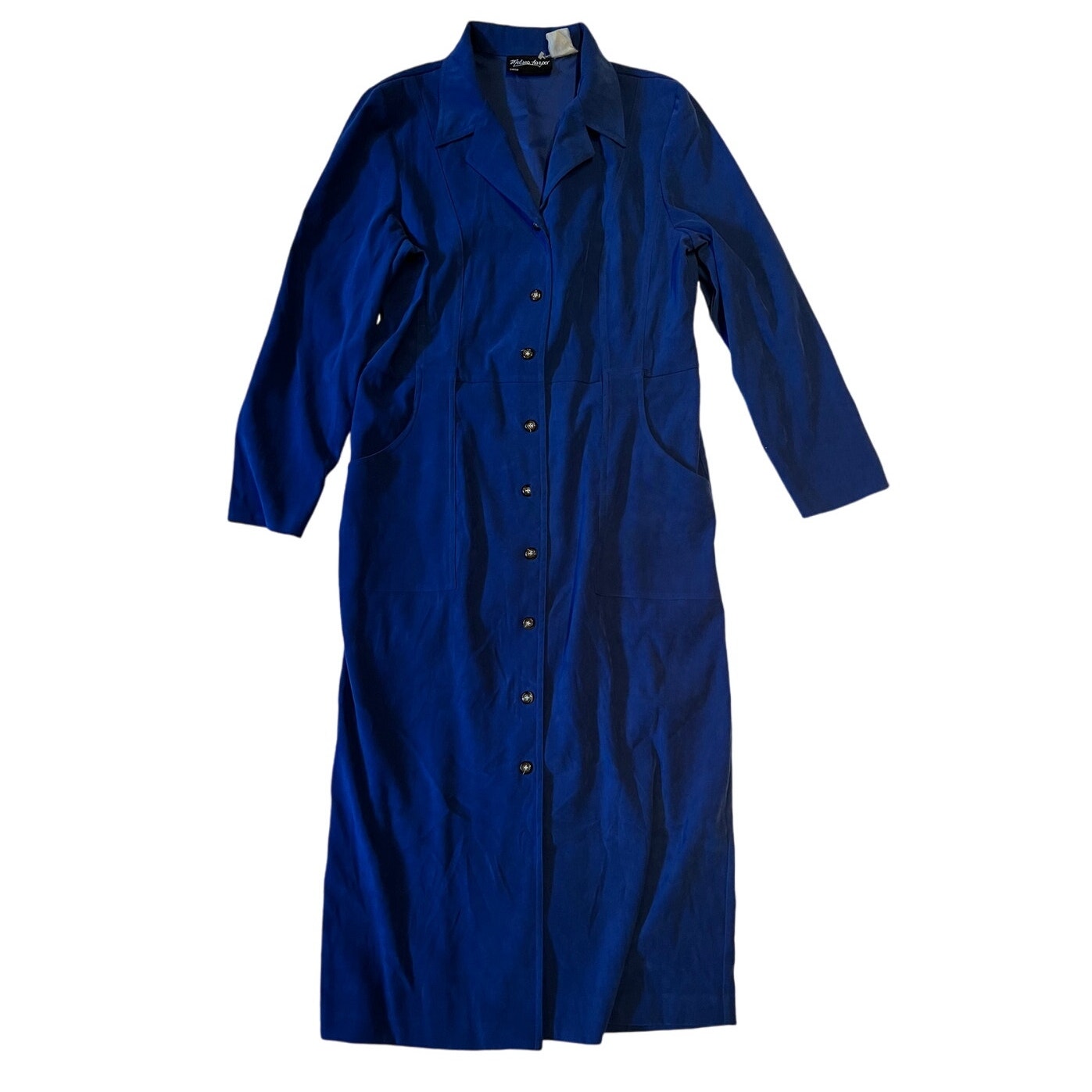 Vintage Melissa Harper Petite Size Medium Royal Blue Maxi Collared Shirt Dress