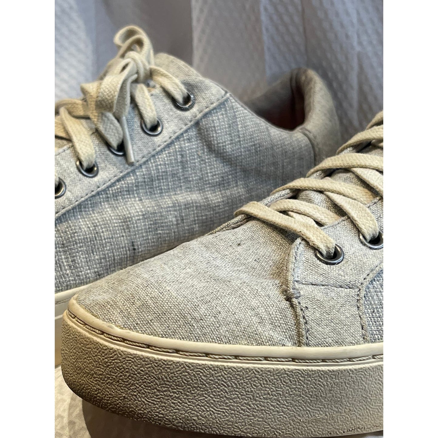 Toms Lenox Drizzle Grey Chambray Mix Men's Lace Up Sneakers Size 10