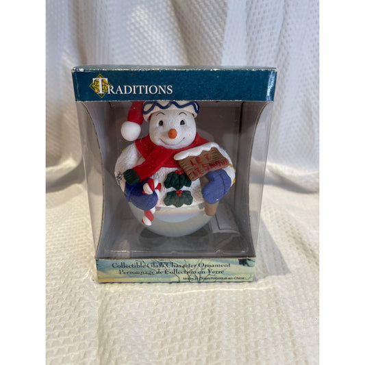 Traditions Collectible Glass Character Christmas Ornament Snowman Let It Snow