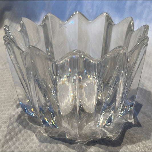 Orrefors Sweden Crystal Bowl - Crown Design - 5" Diameter - Vintage