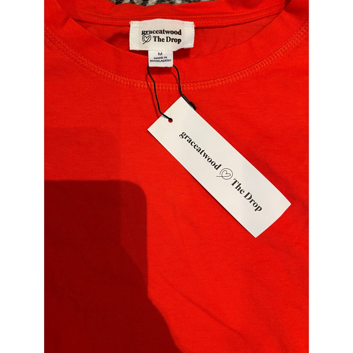 NWT Grace Atwood The Drop Orange Drop Shoulder Tee With Side Slits Size Medium