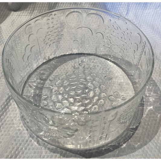 Nuutajarvi 1793 Embossed Flora Glass Bowl - 7.5" - 1960s - Salad Fruit