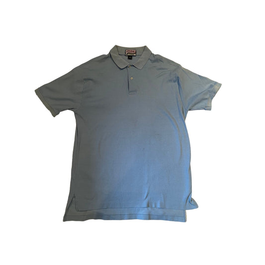 Vintage 90s Studio Chesterfield 100% Cotton Baby Blue Polo Shirt Mens Size Large