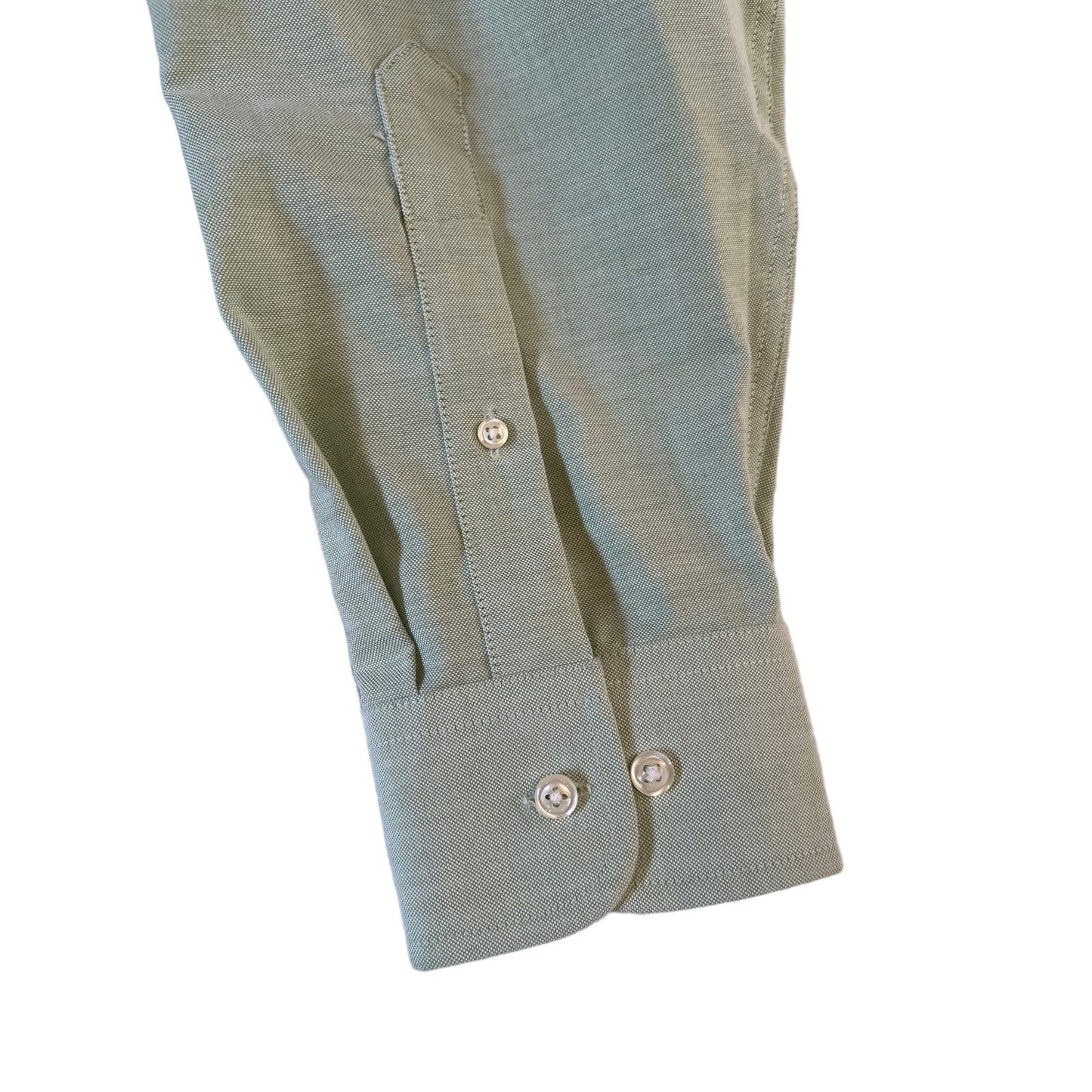 Vintage Stafford Cotton Blend Oxford Green Long Sleeve Shirt Men's 18 36/37