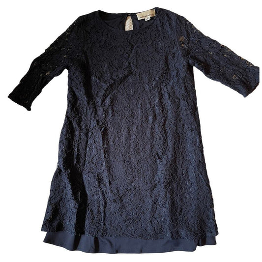 Caroline Rose Lace Round Neck 3/4 Sleeve Shift Dress