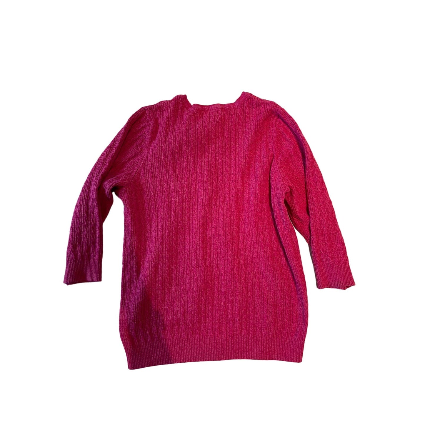 Karen Scott Women's Size Small Pink Button Up Sweater 1/4 Button Long Sleeve