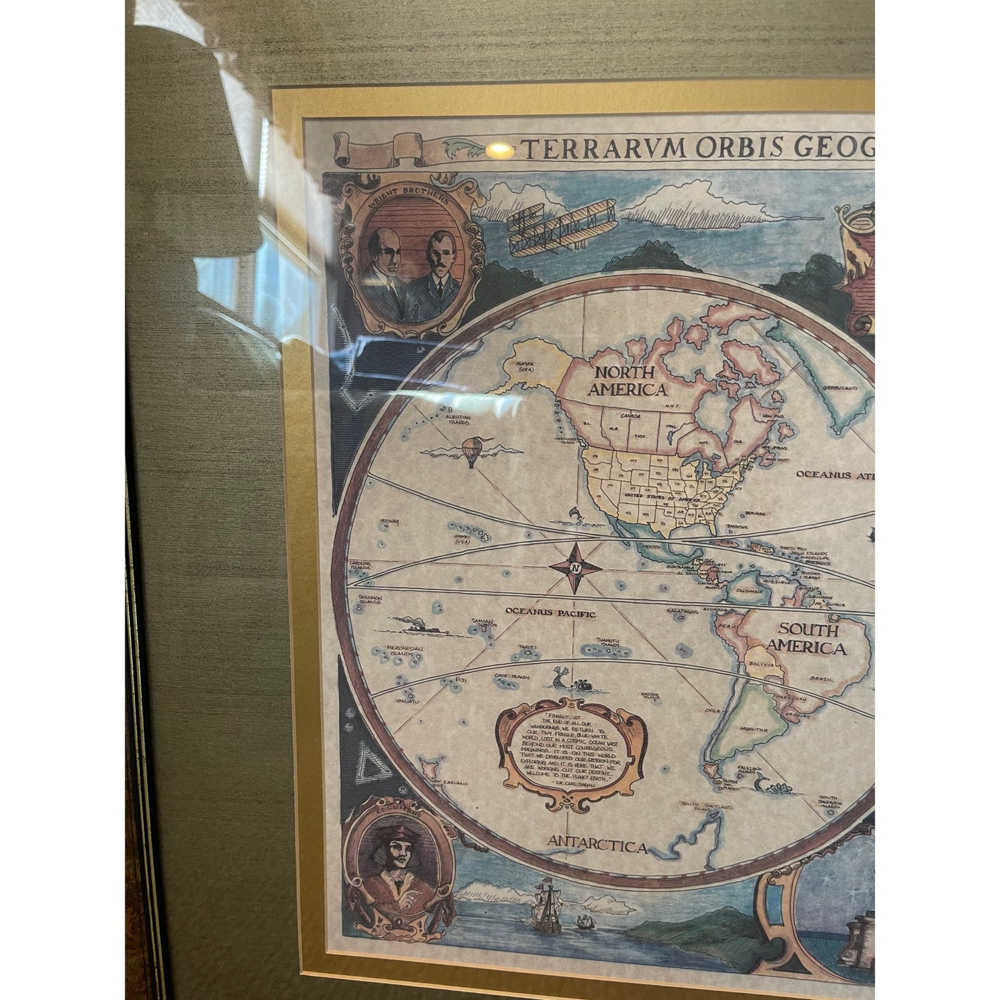 Vintage Framed Orbis Terrarvm Totivs Geographica Map Framed 34" x 27"