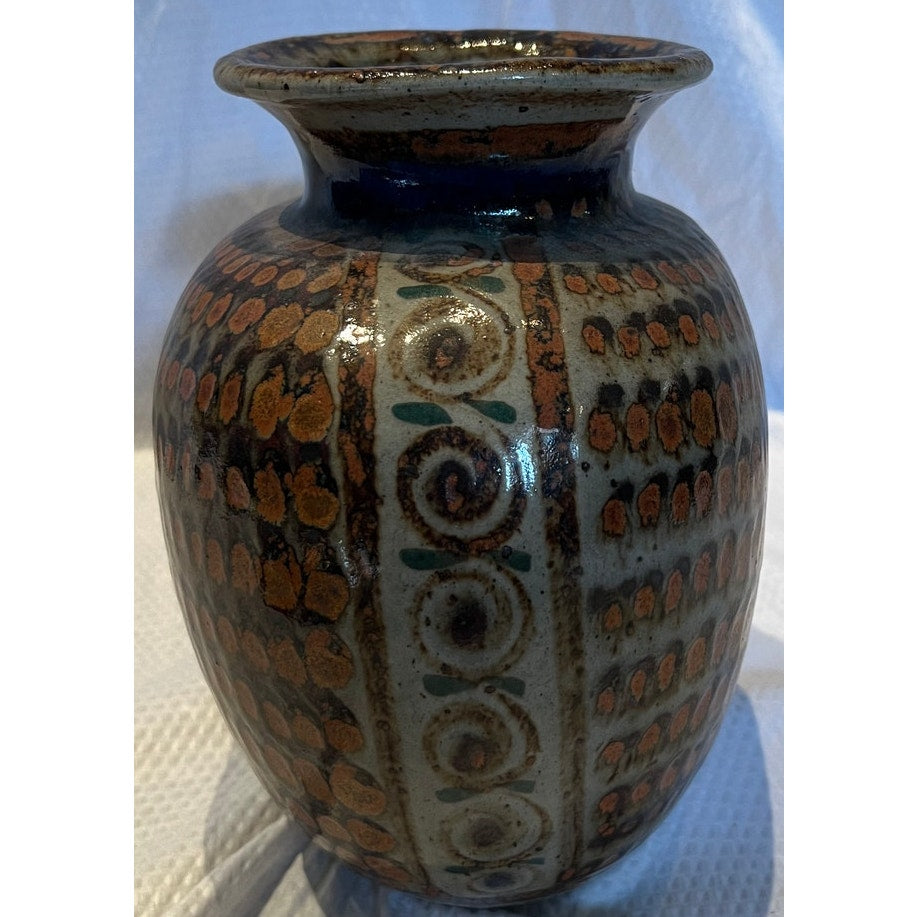 Large Handmade Vintage Pot - Stoneware 9" Tall - 4.75" Mouth - 7" Width - Signed