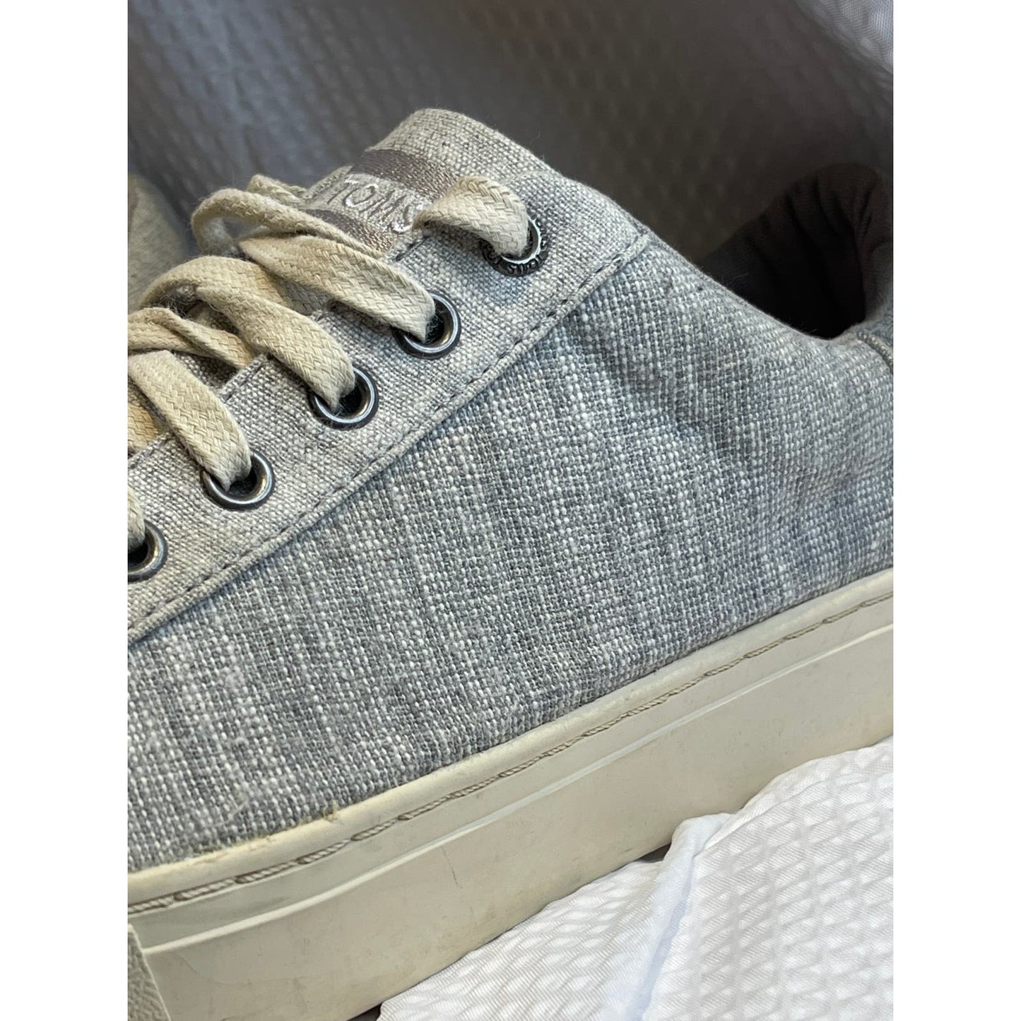 Toms Lenox Drizzle Grey Chambray Mix Men's Lace Up Sneakers Size 10