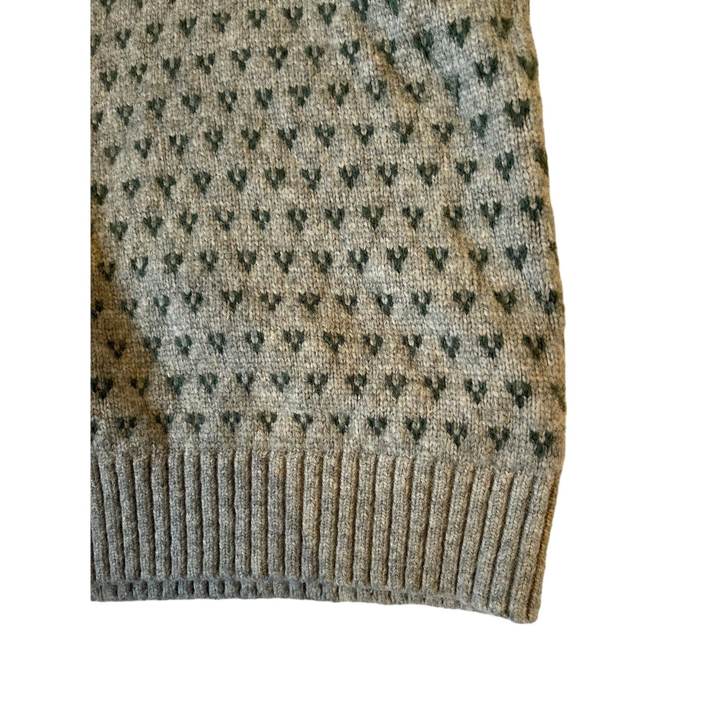 UpWest Acrylic Wool Long Sleeve Gray & Green Birds Eye Knit Sweater Mens Size XS