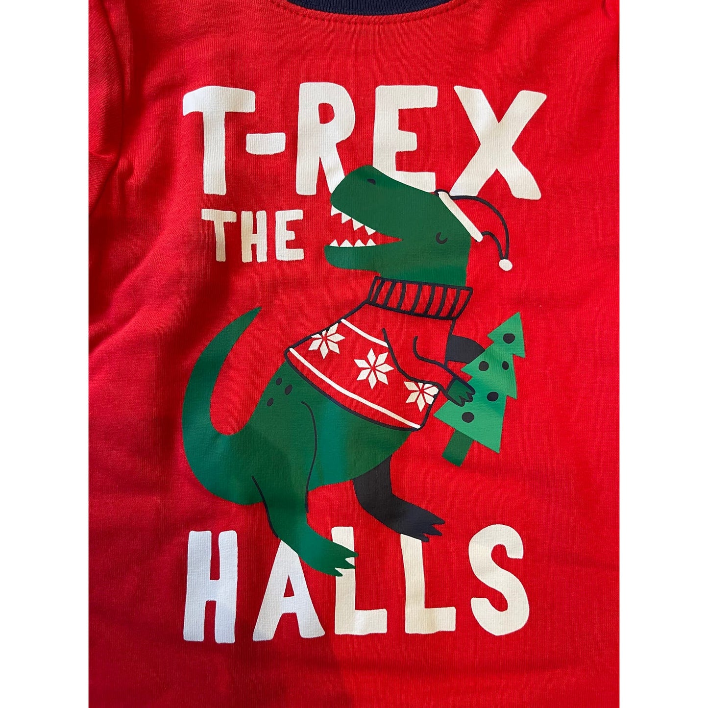 NWT Size 4T Carters 2 Piece Christmas T-Rex The Halls Pajama Set Dinosaur