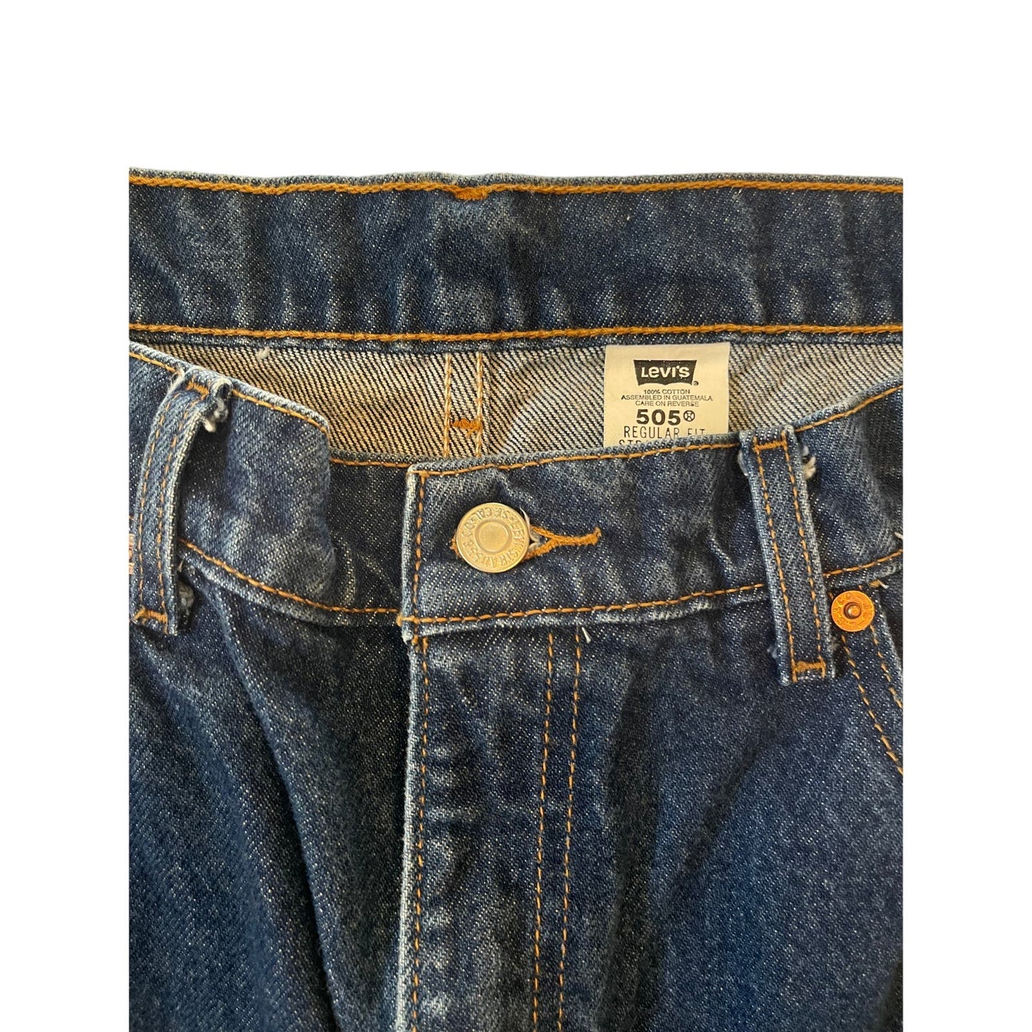 Vintage Levi's 505 Straight Leg 38x30 Regular Fit Dark Wash Blue Denim Jeans Y2K
