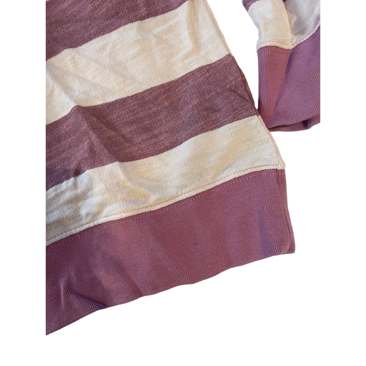 J.Crew Women's Large Vintage Fleece Crewneck Sweatshirt Pink & White Striped
