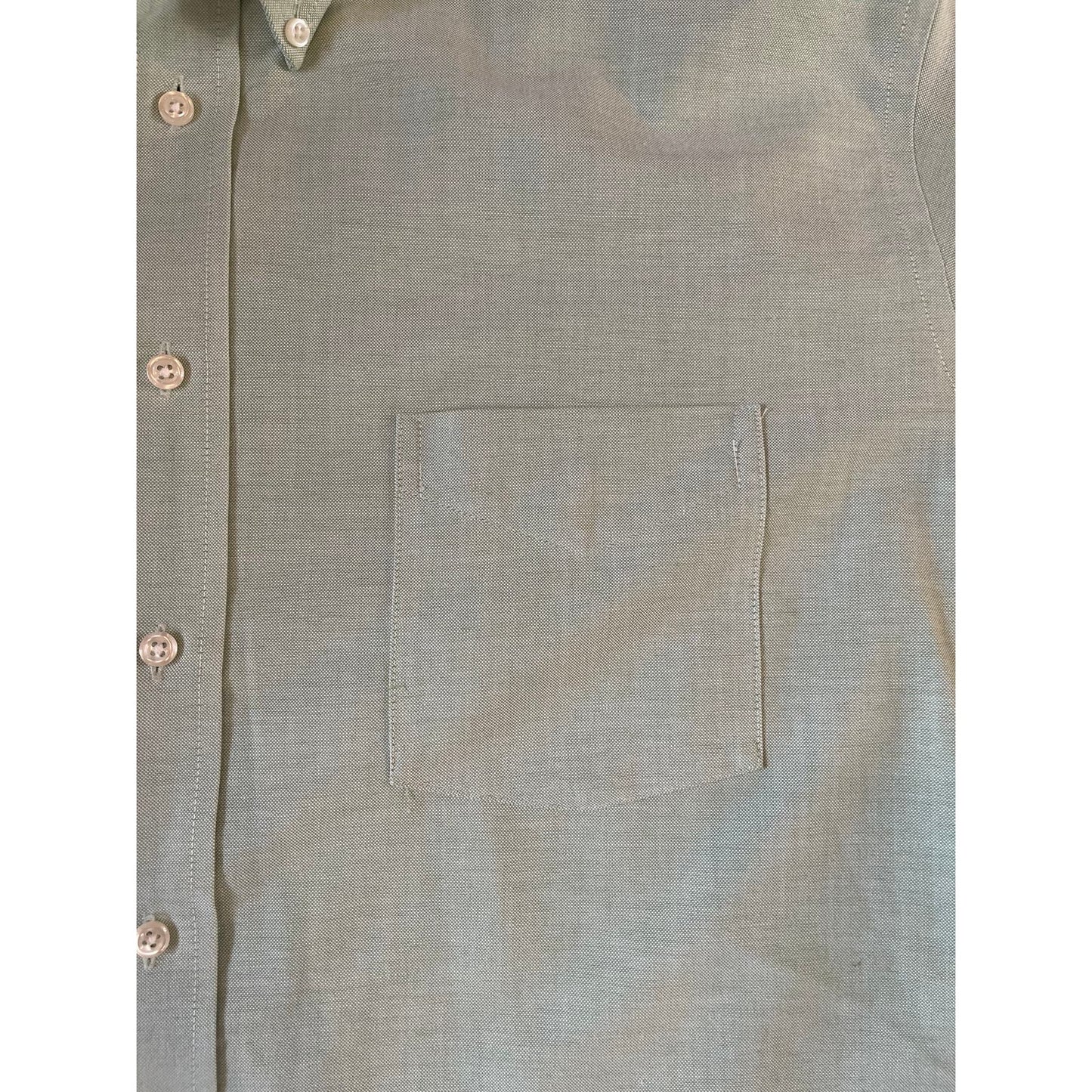 Vintage Stafford Cotton Blend Oxford Green Long Sleeve Shirt Men's 18 36/37