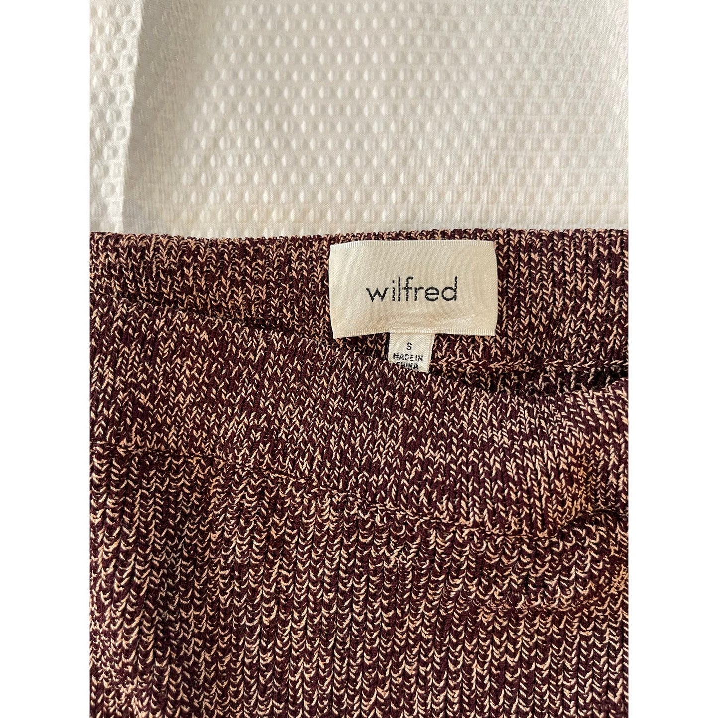 Wilfred Heavy Knit Maroon and Beige Skirt Women's Size Small
