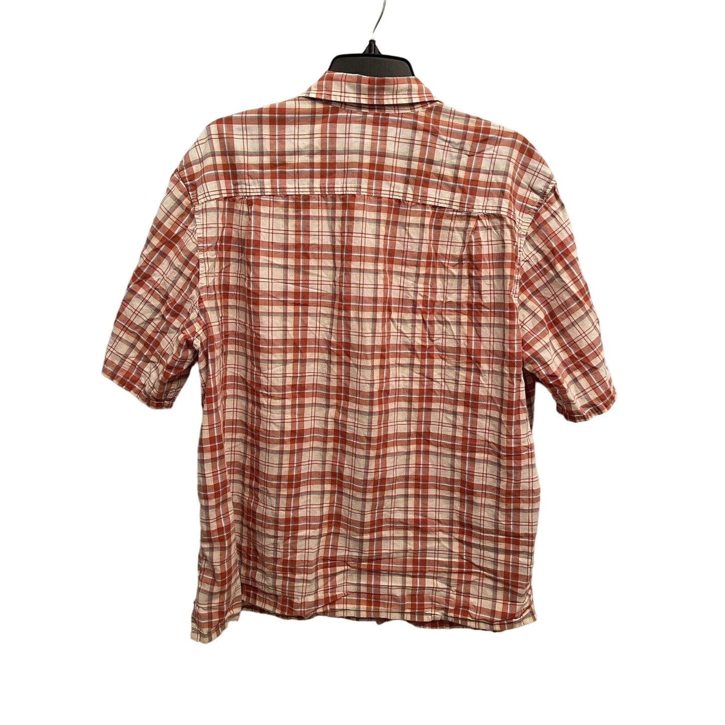 L.L. Bean Orange Plaid Button Up Short Sleeve Shirt