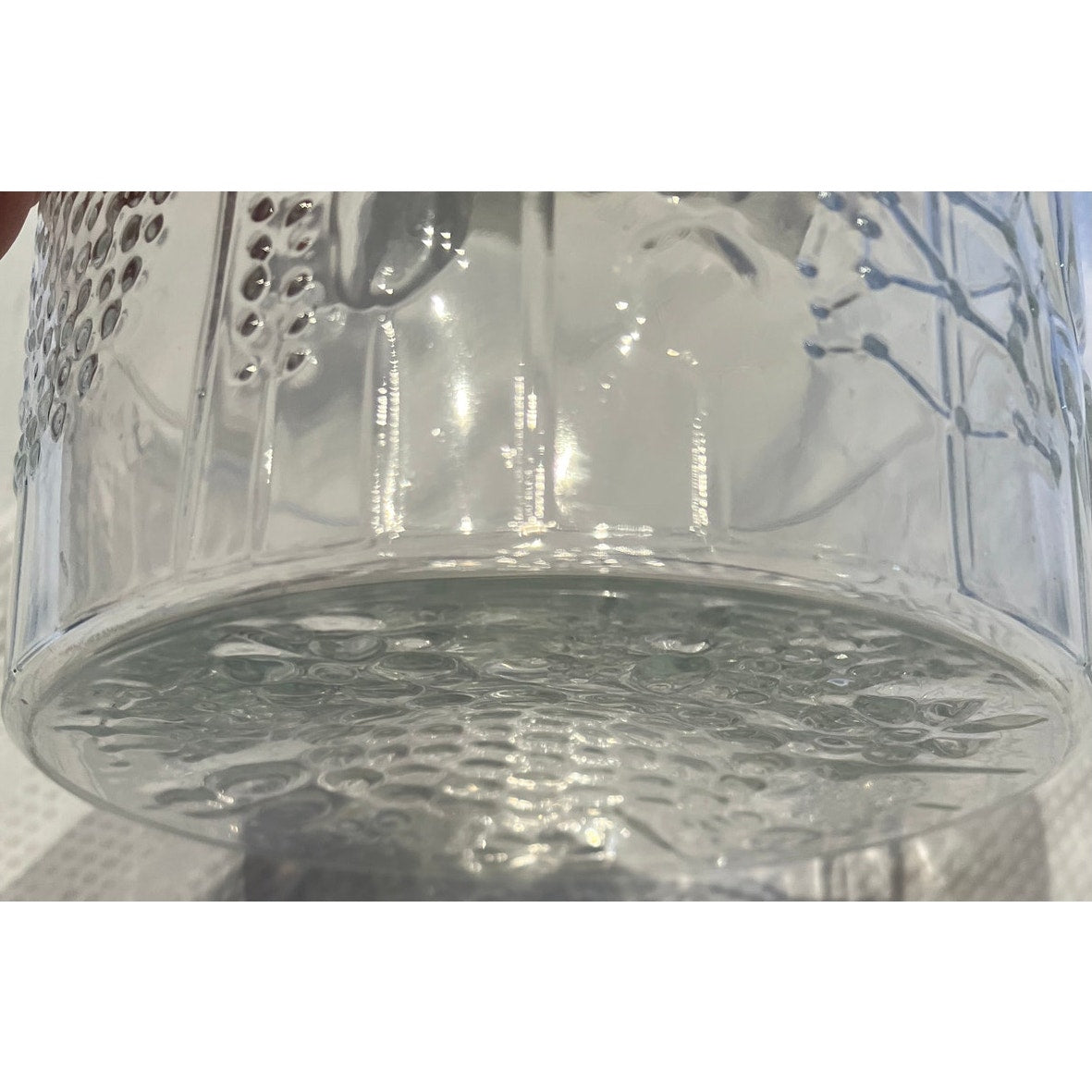 Nuutajarvi 1793 Embossed Flora Glass Bowl - 7.5" - 1960s - Salad Fruit