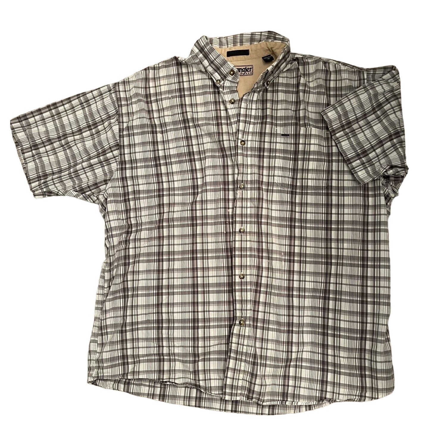 Wrangler Hero Men's XL Button Up Short Sleeve Plaid Collared Shirt