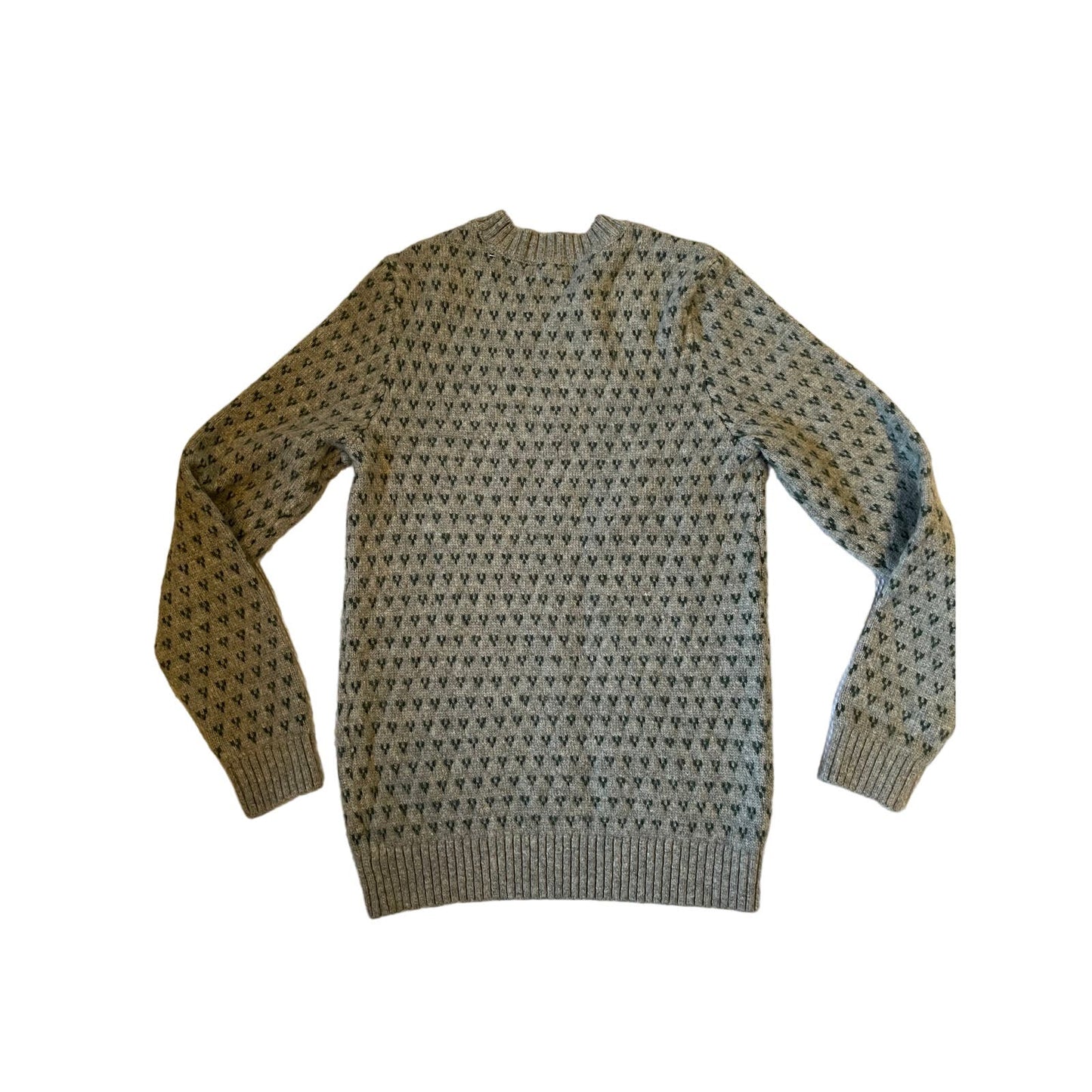 UpWest Acrylic Wool Long Sleeve Gray & Green Birds Eye Knit Sweater Mens Size XS