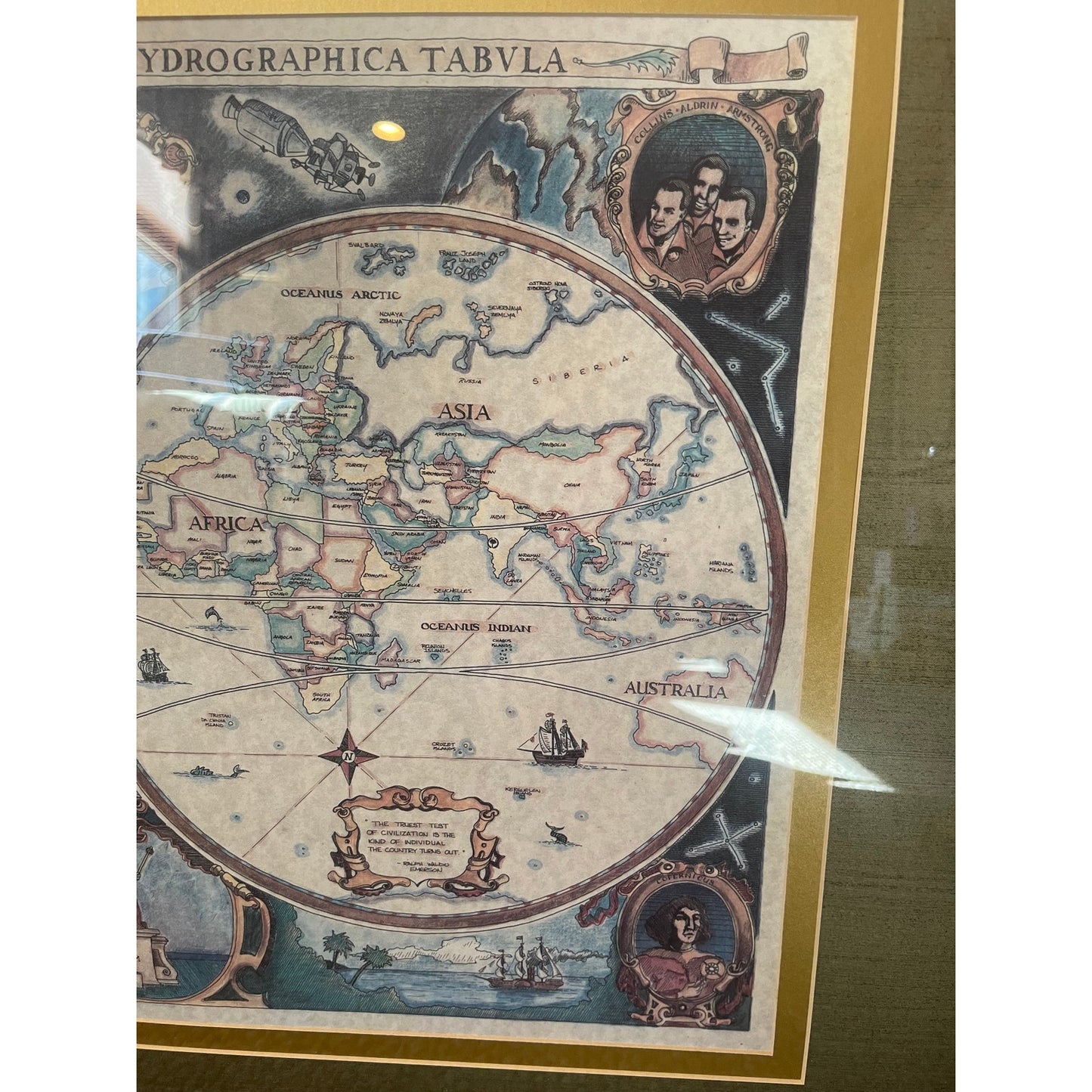 Vintage Framed Orbis Terrarvm Totivs Geographica Map Framed 34" x 27"