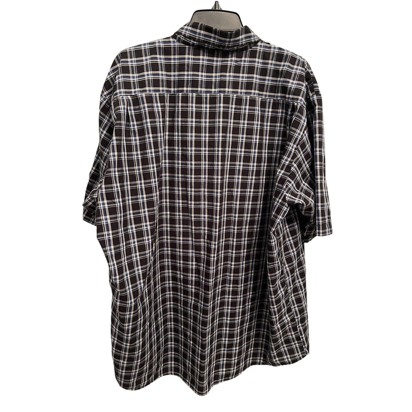 Wrangler Mens Shirt Size 2XL Blue Checkered Wrinkle Resistant Button-Down Pocket