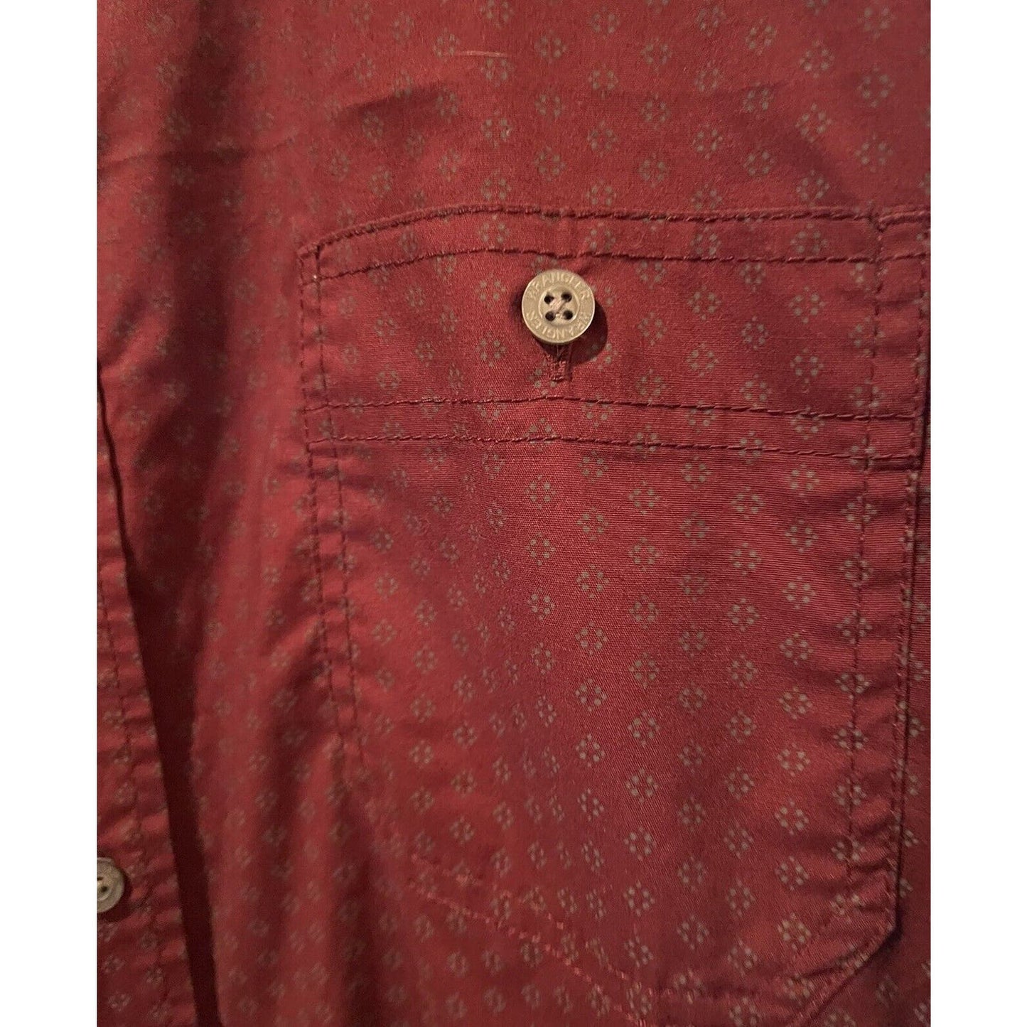 3XL Maroon Wrangler Flex For Comfort Men Button Down Long Sleeve Shirt Patterned