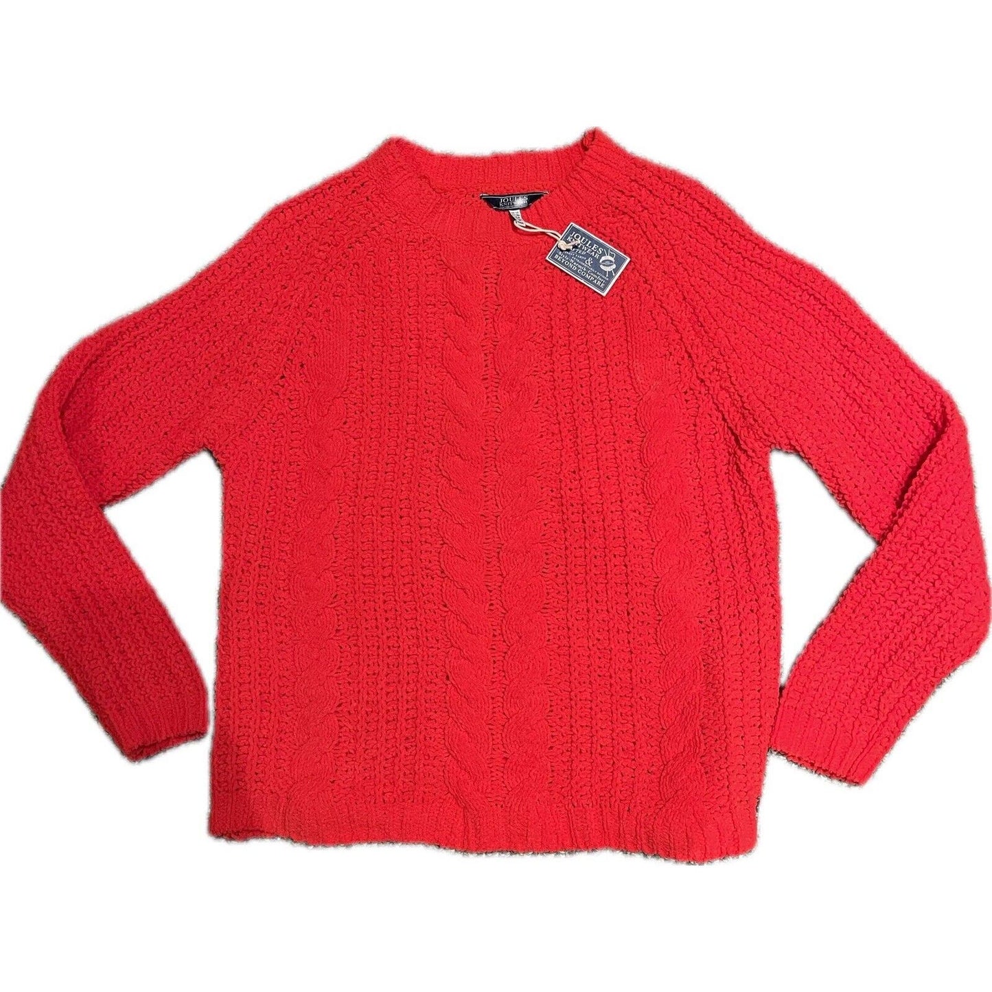 NWT Joules Knitwear Red Cable Knit Women’s Sweater Crew Neck Size 8 $62 MSRP