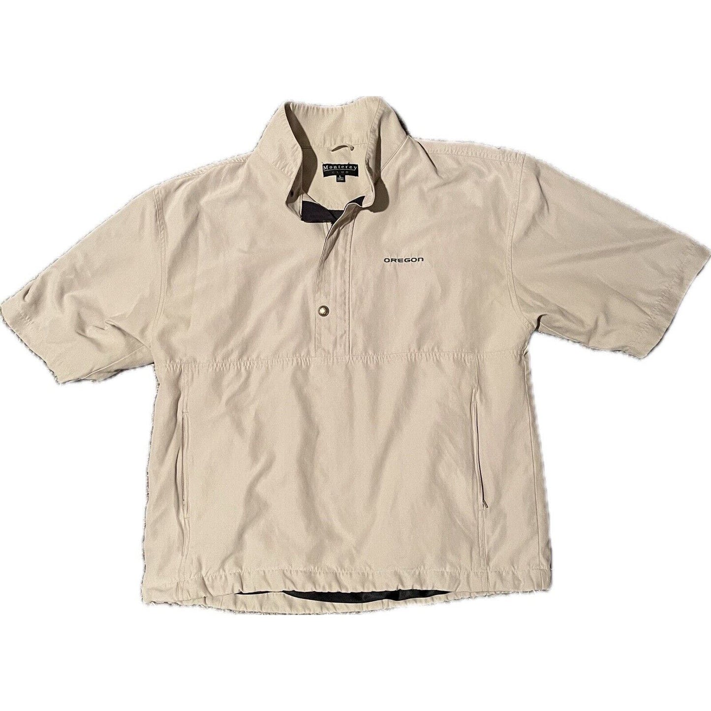 Monterey Club Oregon Ducks Mens Large Khaki Quarter Zip Short Sleeve Golf Jacket