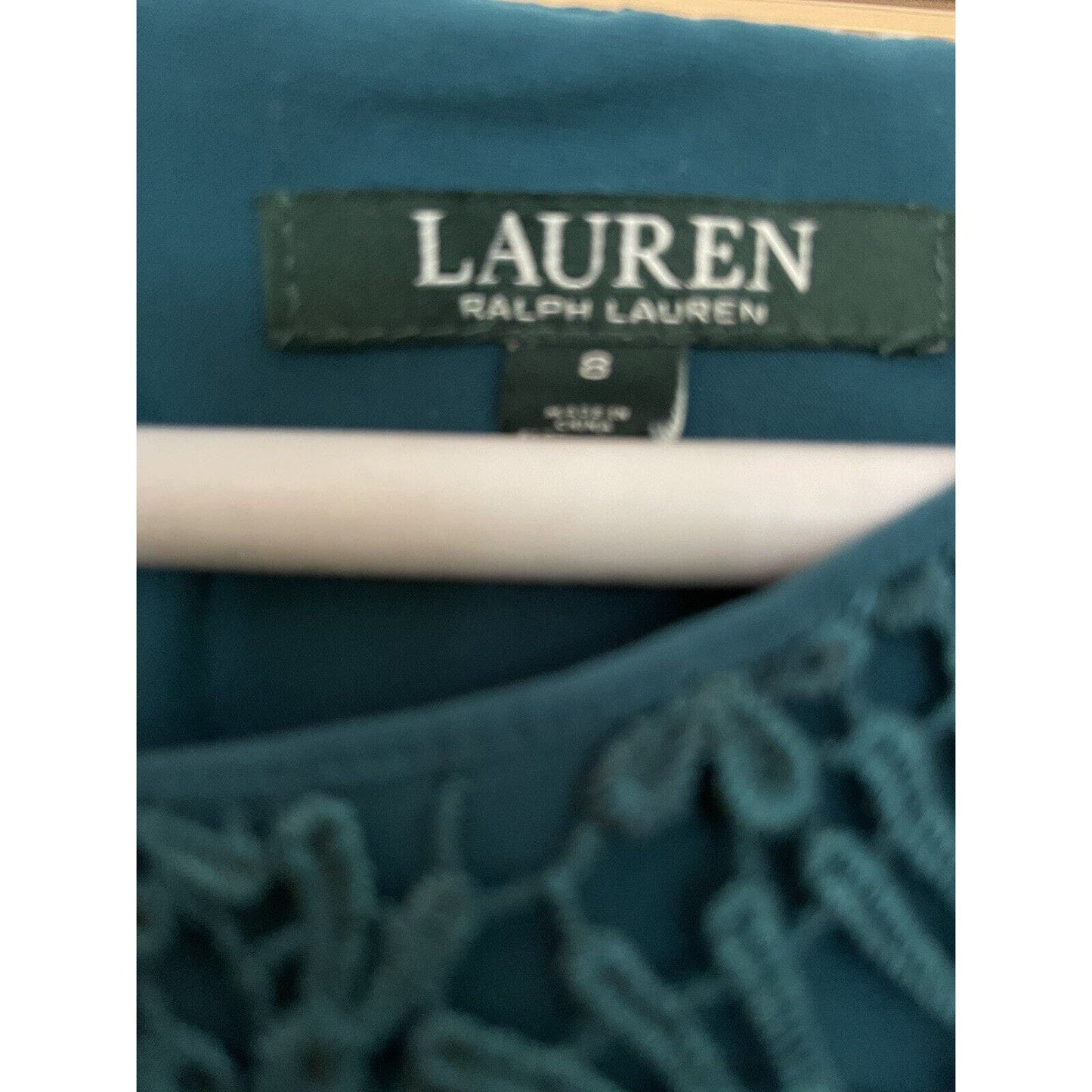 Lauren Ralph Lauren Woman Lattice Dress Size 8 Green/Blue