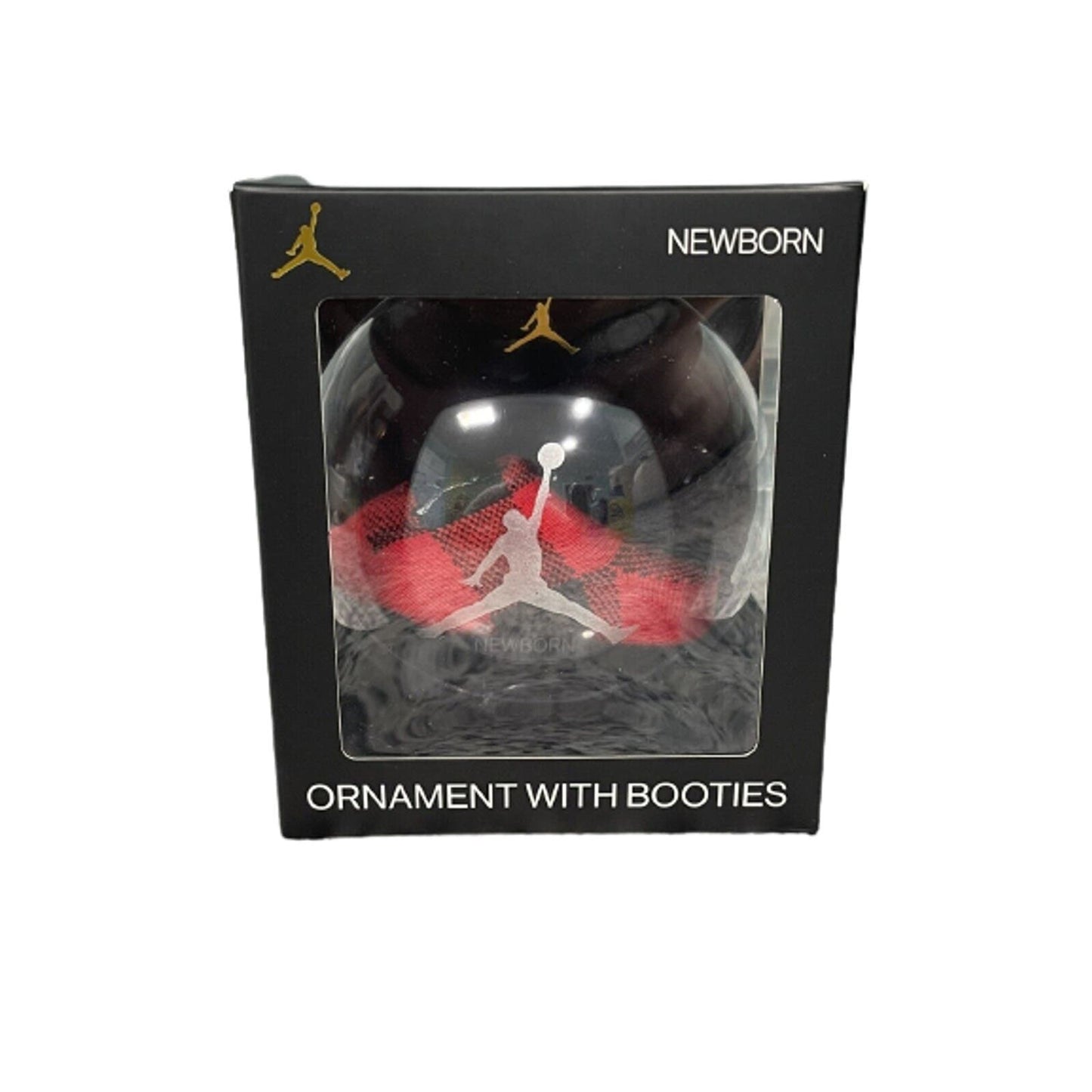 NWT Nike Jordan Christmas Transparent Ball Ornament with Baby Booties