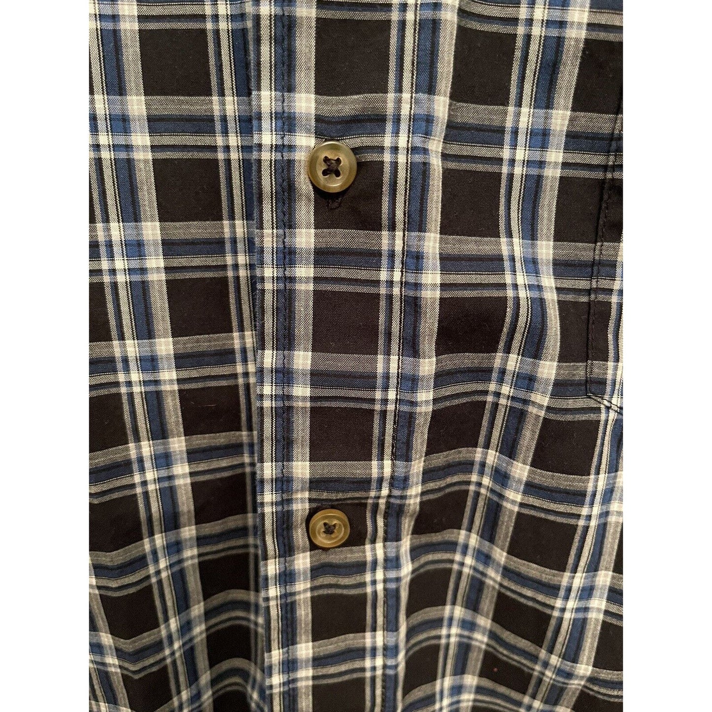 Wrangler Mens Shirt Size 2XL Blue Checkered Wrinkle Resistant Button-Down Pocket
