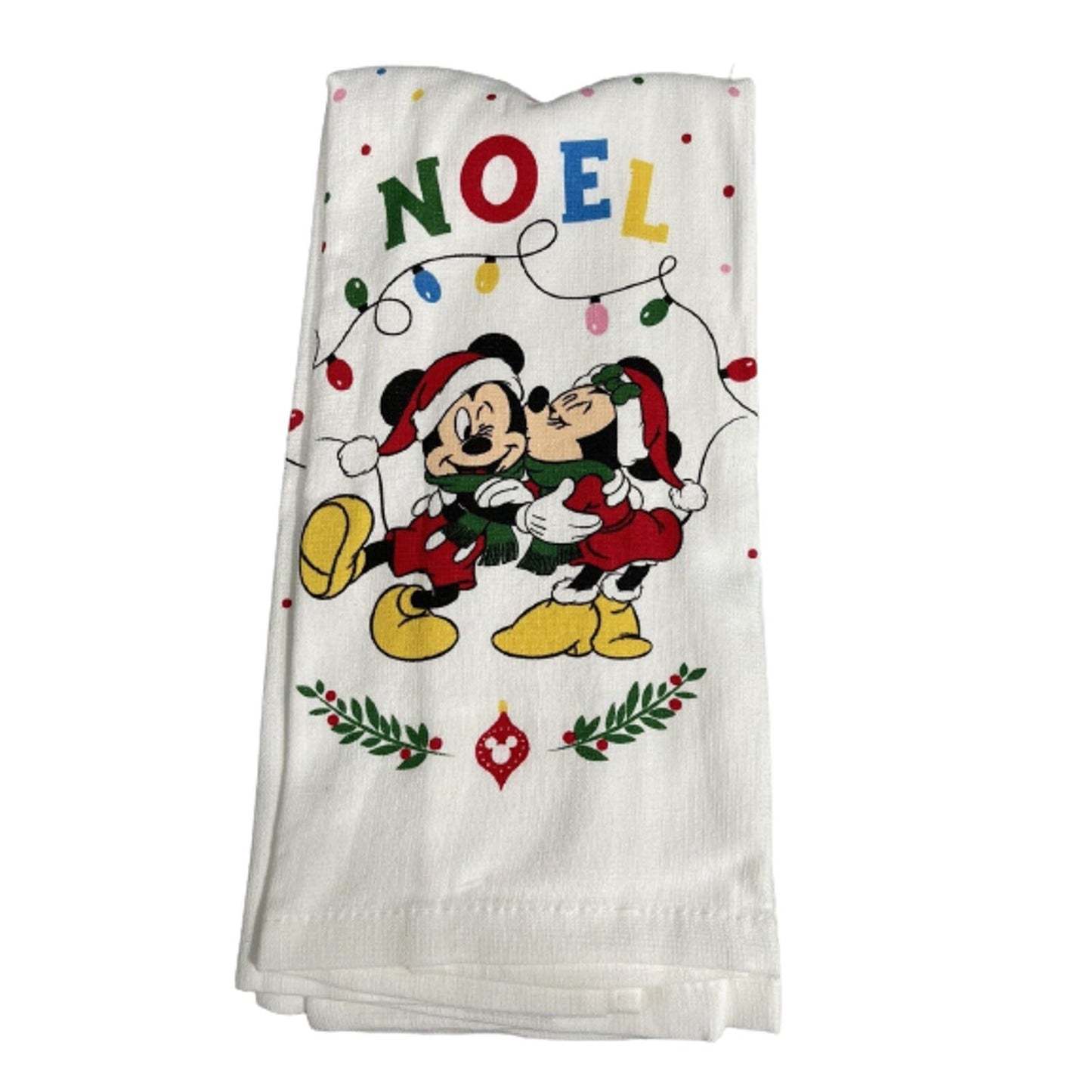Disney Christmas Kitchen Towels - Set of 2 with Mickey & Minnie Noel 16 x 26 NEW