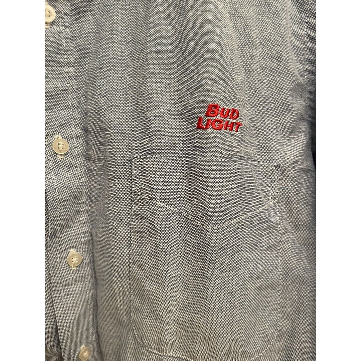 Bud Light Shirt Men’s Blue Button Up Long Sleeve (16 1/2 neck / 32-33)