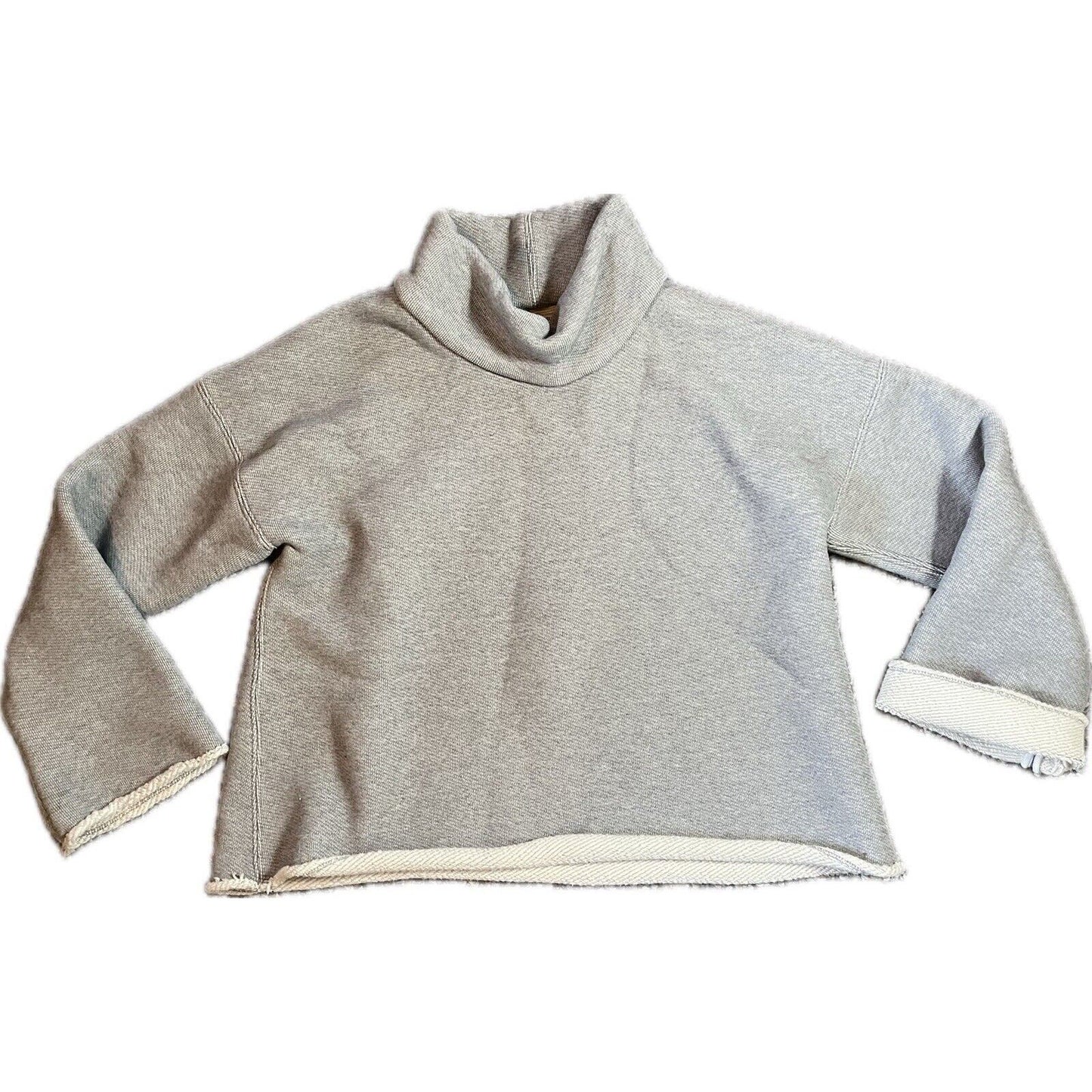 MM LaFleur Sharon Cowl Sweater Size Large Long Sleeve Gray with White Lining